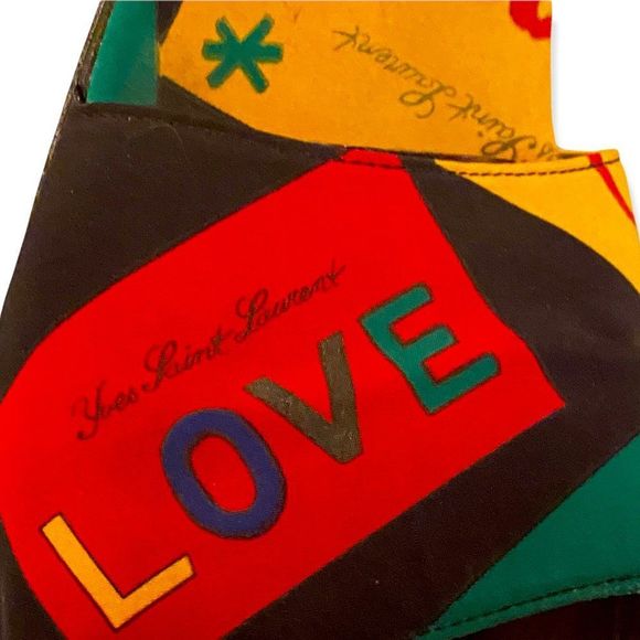 Vintage Yves Saint Laurent 1970 Love Letter Print Slide Sandals, Size 8.5 - Picture 4 of 5